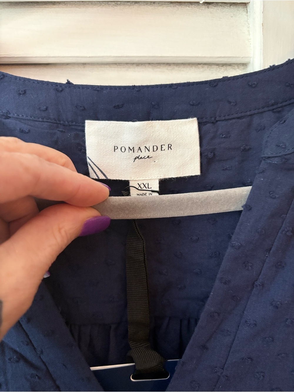NWT Pomander Place Navy Swiss Dot Tiered Mini Dress XXL Puff Sleeve - Picture 5 of 7